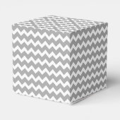 Grijs Blauw Chevron Bruiloft Monogram Favor Box Bedankdoosjes (Achterkant)