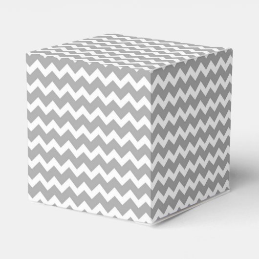 Grijs Blauw Chevron Bruiloft Monogram Favor Box Bedankdoosjes (Achterkant)