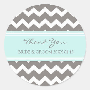 Grijs Blauw Chevron Dank u bruiloft gunst Labels
