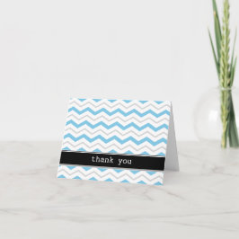 Grijs & Blauw Chevron op maat gemaakte bedankkaart