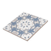 Grijs blauw crème wit etnisch geometrisch patroon tegeltje (Zijkant)