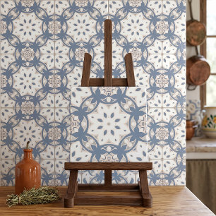 Grijs Blauw Crème Witte Etnische Geometrische Patr Tegeltje