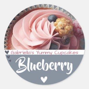 Grijs Blauw Cupcake Cake Foto Bakken Product Label