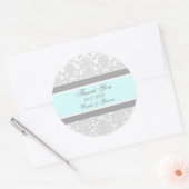 Grijs Blauw Damask Dank u bruiloft gunst Labels (Envelop)