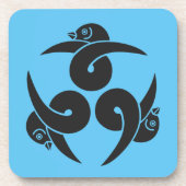 Grijs Blauw Drie Ganzen Japan Mon Oriental Bier Onderzetter (Voorkant)