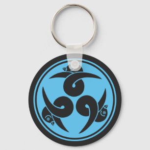  Grijs Blauw Drie Ganzen Japan Mon Oriental Sleutelhanger