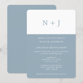 grijs blauw Eenvoudig Elegant Classic Minimal Wedd Kaart
