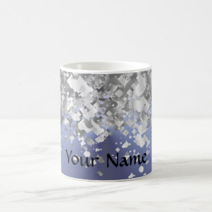 Grijs blauw en faux glitter koffiemok