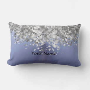 Grijs blauw en faux glitter kussen