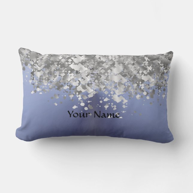 Grijs blauw en faux glitter kussen (Voorkant)