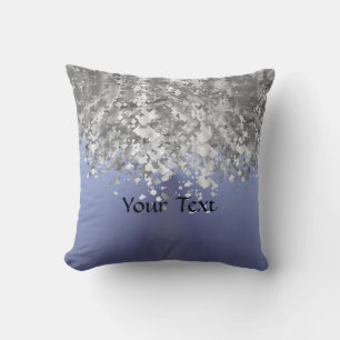 Grijs blauw en faux glitter kussen