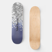 Grijs blauw en faux glitter skateboard (Voorkant)