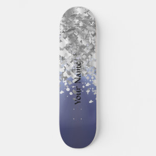 Grijs blauw en faux glitter skateboard