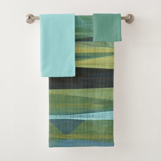 grijs blauw en groen abstract bad handdoek (Insitu)