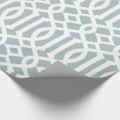 Grijs Blauw en Wit Trellis Patroon Cadeaupapier (Hoek)