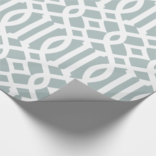 Grijs Blauw en Wit Trellis Patroon Cadeaupapier (Hoek)