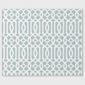 Grijs Blauw en Wit Trellis Patroon Cadeaupapier (Vlak)