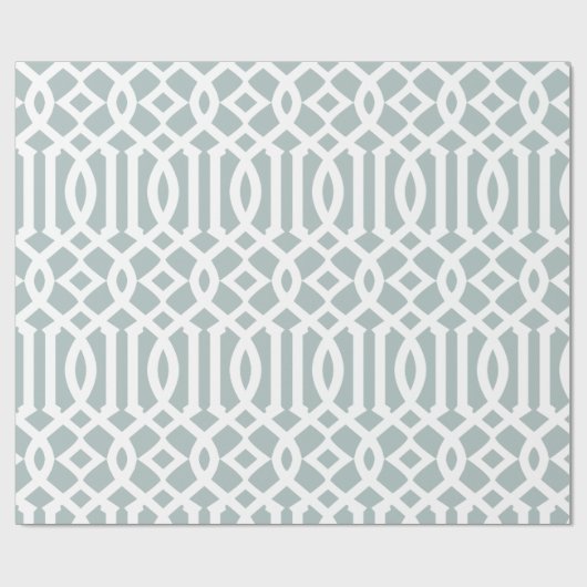 Grijs Blauw en Wit Trellis Patroon Cadeaupapier (Vlak)