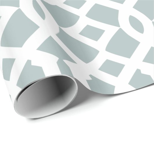 Grijs Blauw en Wit Trellis Patroon Cadeaupapier (Rol Hoek)