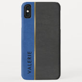 Grijs & blauw  Faux Leather Case-Mate iPhone Case (Achterkant)