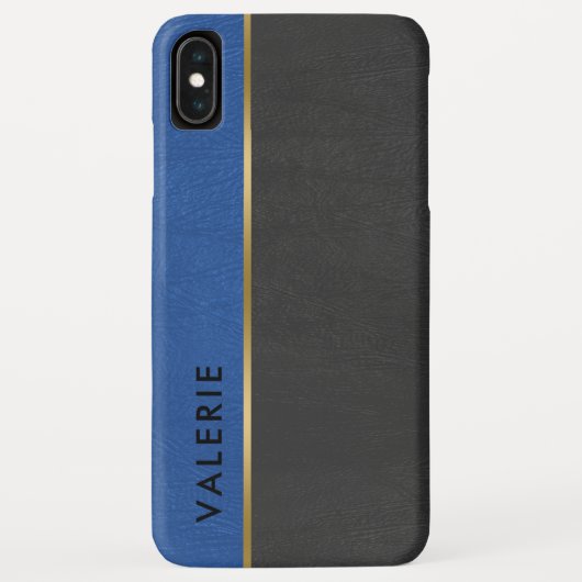 Grijs & blauw  Faux Leather Case-Mate iPhone Case (Achterkant)