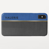 Grijs & blauw  Faux Leather Case-Mate iPhone Case (Achterkant (horizontaal))