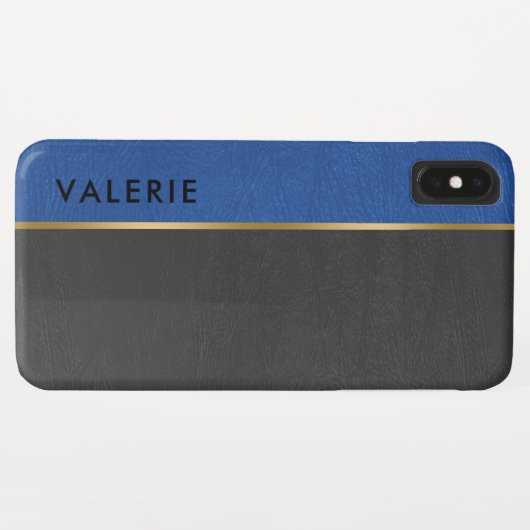 Grijs & blauw  Faux Leather Case-Mate iPhone Case (Achterkant (horizontaal))