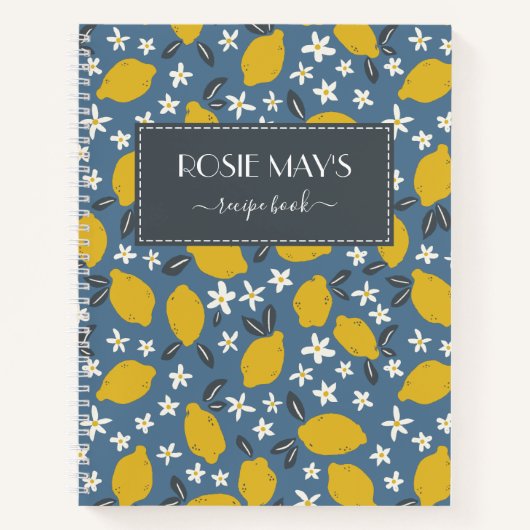 grijs blauw gele lemonpatroon notitieboek (Voorkant)
