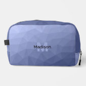 Grijs blauw geometrisch maaspatroon Monogram Toilettasje (Voorkant)