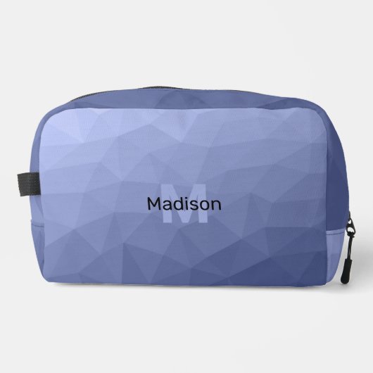 Grijs blauw geometrisch maaspatroon Monogram Toilettasje (Voorkant)