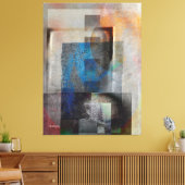 Grijs & Blauw Geometrische Industriële Grunge Art  Canvas Afdruk (Insitu (Woonkamer))