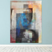 Grijs & Blauw Geometrische Industriële Grunge Art  Canvas Afdruk (Insitu (Houten vloer))