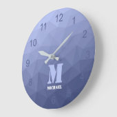 Grijs blauw gradiënt geometrisch mesh patroon Mono Grote Klok (Hoek)