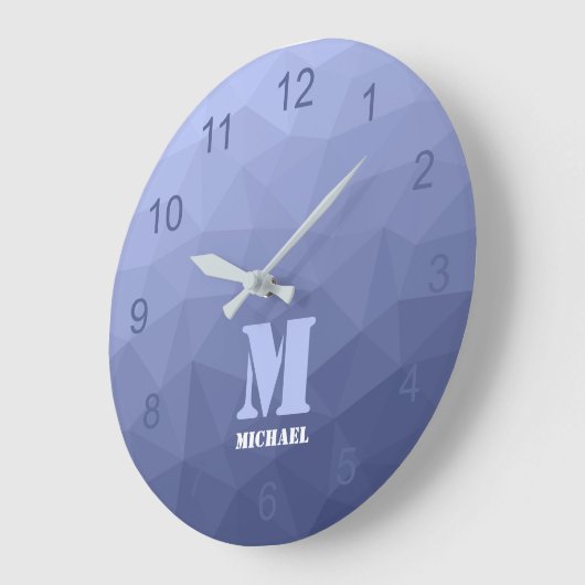 Grijs blauw gradiënt geometrisch mesh patroon Mono Grote Klok (Hoek)