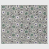 Grijs Blauw & Groen Modern Wildflower Botanisch Cadeaupapier (Vlak)