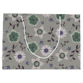 Grijs Blauw & Groen Modern Wildflower Botanisch Groot Cadeauzakje (Achterkant)