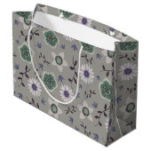 Grijs Blauw & Groen Modern Wildflower Botanisch Groot Cadeauzakje (Achterkant Gekanteld)