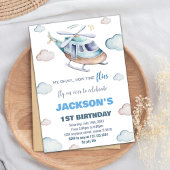 Grijs Blauw Helikopter Verjaardag Uitnodigingen