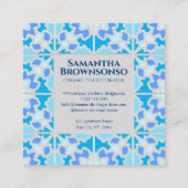 Grijs Blauw Keramische Tegel Vierkante Visitekaartje (Achterkant)