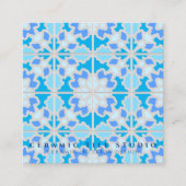 Grijs Blauw Keramische Tegel Vierkante Visitekaartje (Voorkant)