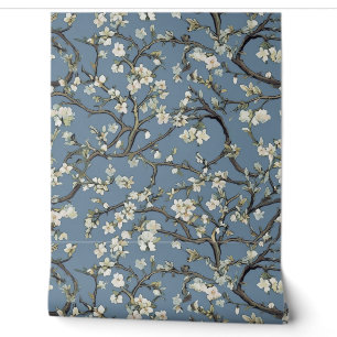 Grijs blauw, Klimt, Amandelboom, Kunst, Schilderen Behang