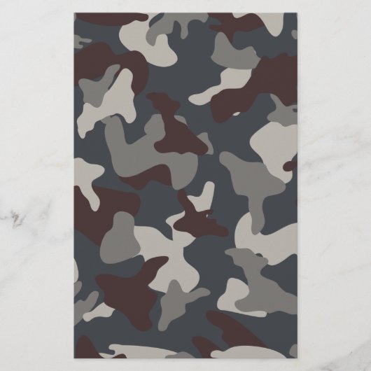 Grijs Blauw leger camouflagepatroon Briefpapier (Voorkant)