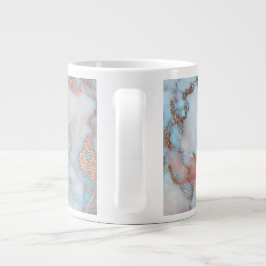 Grijs Blauw Marmeren Steen en Bruin Glitter Grote Koffiekop (Achterkant)