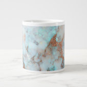 Grijs Blauw Marmeren Steen en Bruin Glitter Grote Koffiekop (Voorkant)