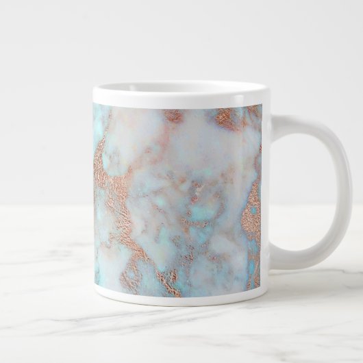 Grijs Blauw Marmeren Steen en Bruin Glitter Grote Koffiekop (Rechts)