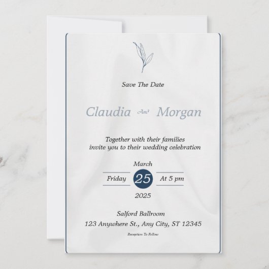 Grijs Blauw Save the Date Wedding Invitation Kaart (Voorkant)