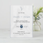 Grijs Blauw Save the Date Wedding Invitation Kaart (Staand voorkant)