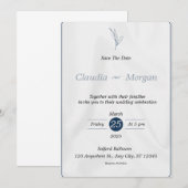 Grijs Blauw Save the Date Wedding Invitation Kaart (Voorkant / Achterkant)