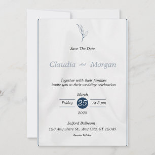 Grijs Blauw Save the Date Wedding Invitation Kaart