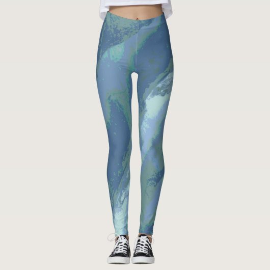 Grijs Blauw "Schrijf op de rand" Gepatenteerde Leg Leggings (Voorkant)